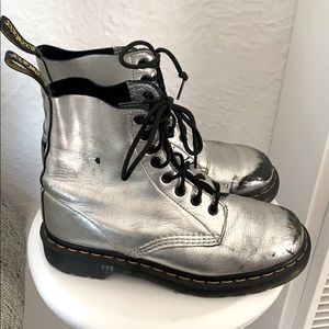 Doc Martens silver boots. Size UK 5